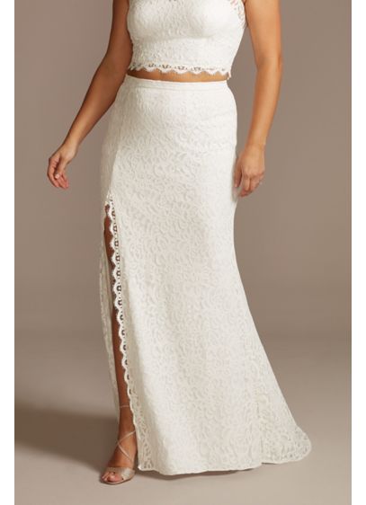 Lace Plus Size Wedding Separates Skirt with Slit - This lace plus size wedding separates skirt achieves